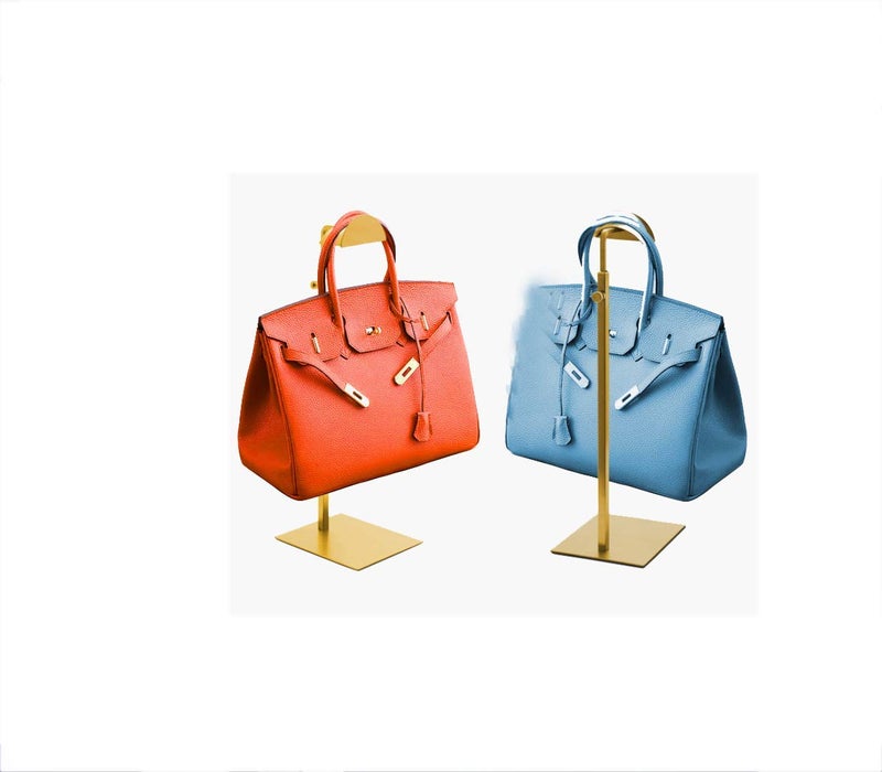 RY DISPLAY 2pack of Metal Handbag Rack Display Single Side Adjustable Handbag Display Stand (Golden) - Image 2